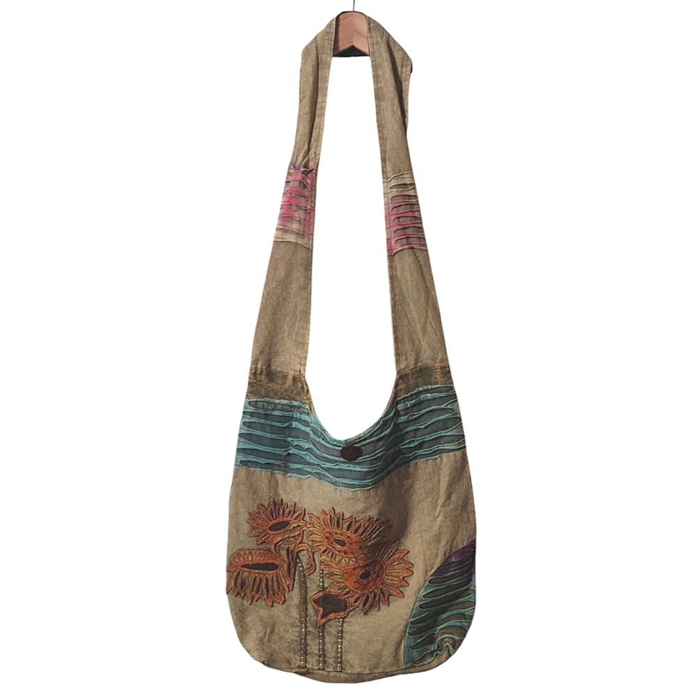 The Collection Royal Nepal Crossbody Shoulder Embroidered Floral Bucket Bag